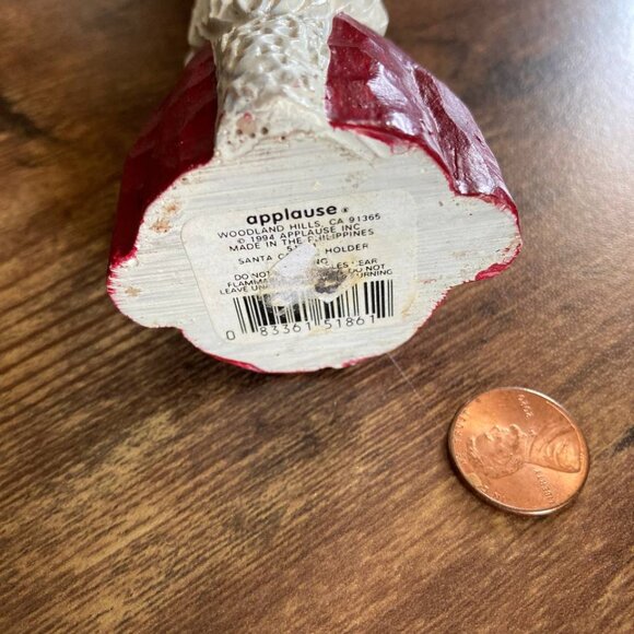 Applause Santa Claus Tall Taper Candle Holder 1994 Holiday Christmas - Picture 7 of 7